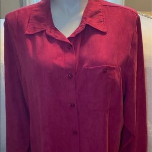22W 2X 24W 3X Button Up Shirt Hot Pink